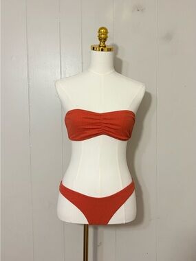 TJ Swim Ribbed Bandeau Bikini Set Rust Orange Size S Two Piece